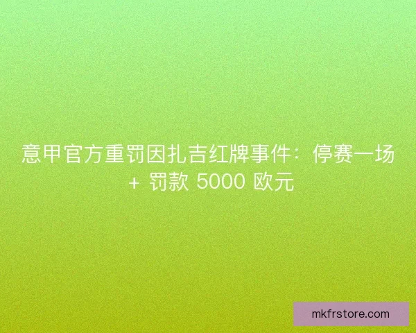 意甲官方重罚因扎吉红牌事件：停赛一场 + 罚款 5000 欧元