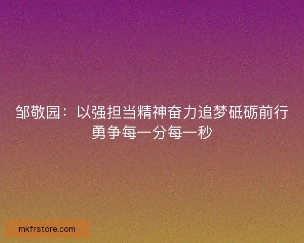 邹敬园：以强担当精神奋力追梦砥砺前行勇争每一分每一秒