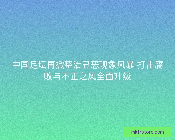 中国足坛再掀整治丑恶现象风暴 打击腐败与不正之风全面升级